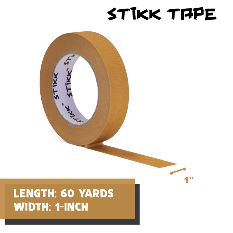 STIKK Painters Tape - 3pk Brown Painter Tape - 1 inch x 60 Yards - Paint Tape for Painting, Edges, Trim, Ceilings - Masking Tape for DIY Paint Projects - Residue-Free Painting Tape - Image 2